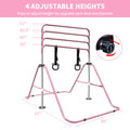 Multi Functional Adjustable Height Children'S Horizontal Gymnastic Bar With Bear Rings Pink Steel