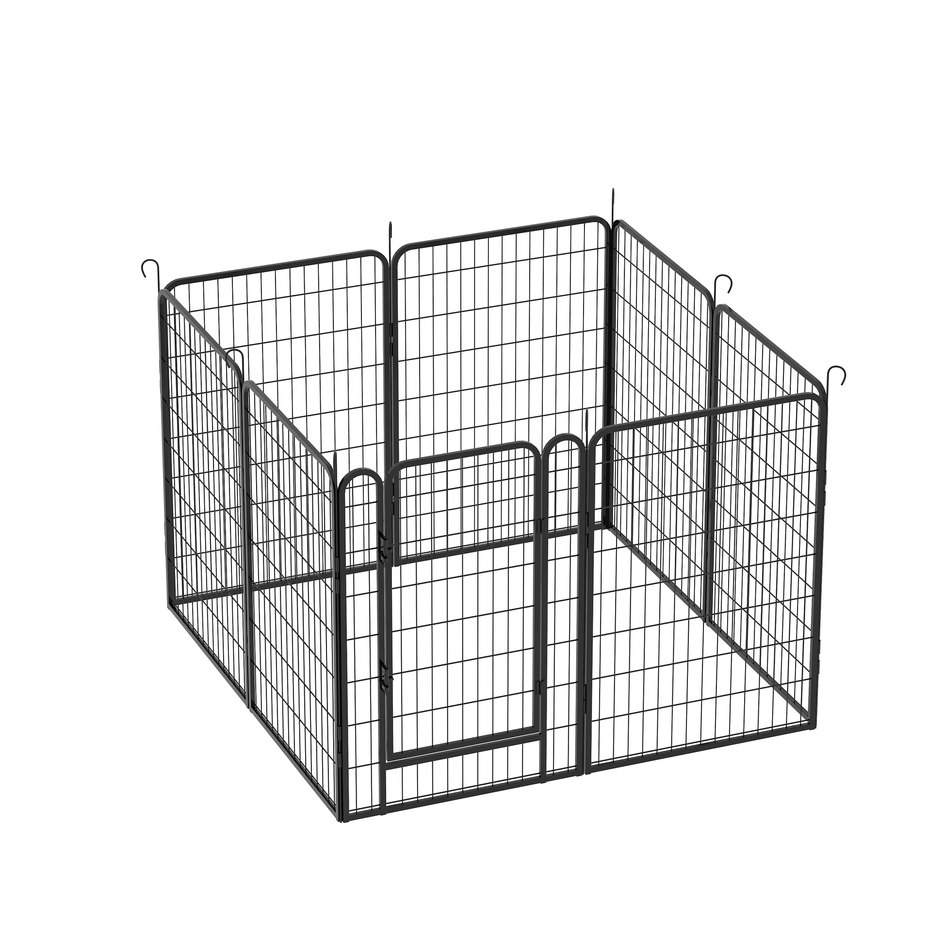 8 Panels Heavy Duty Metal Playpen With Door,39.37"H Dog Fence Pet Exercise Pen For Outdoor, Indoor Black Metal