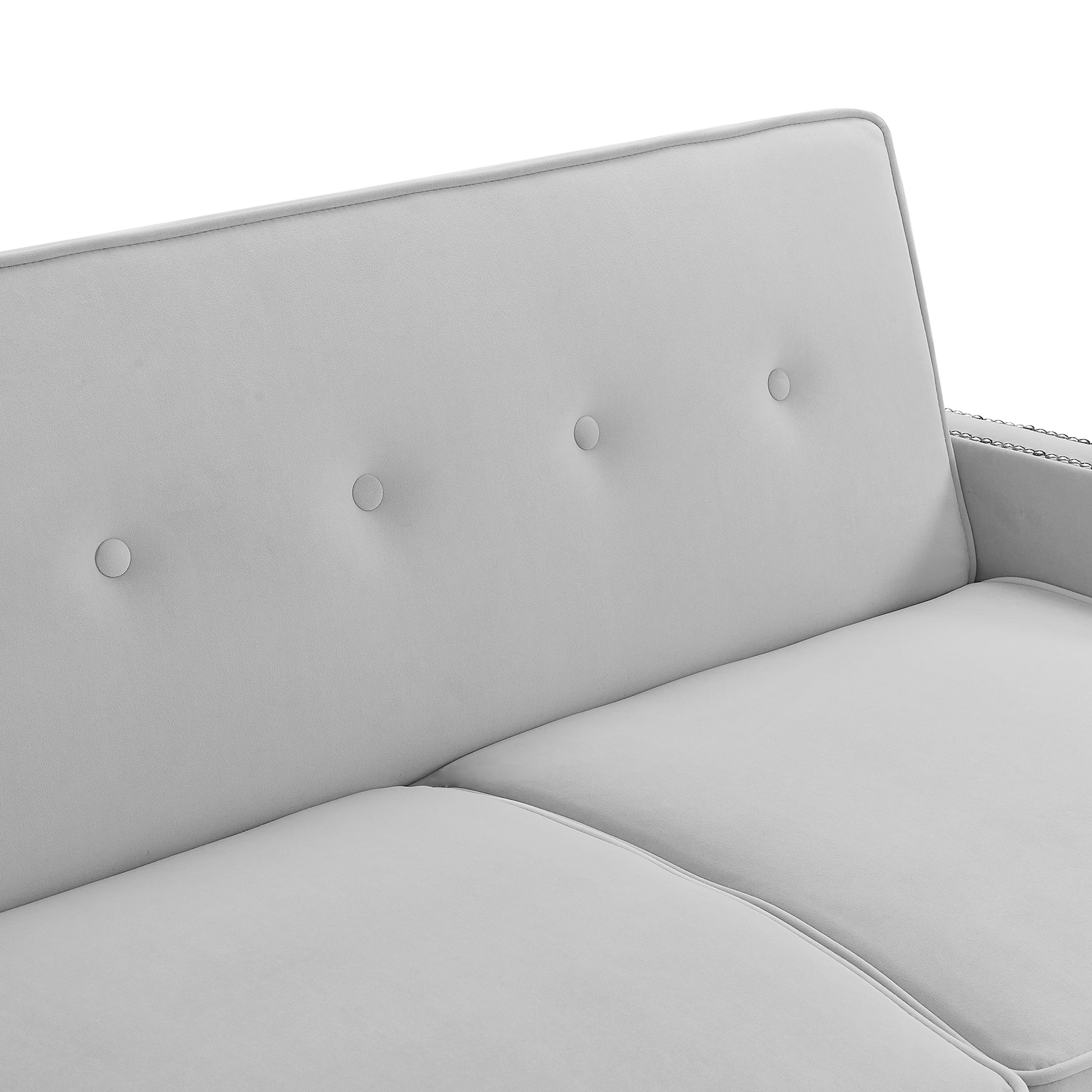 54.7" Multiple Adjustable Positions Sofa Bed Stylish Sofa Bed With A Button Tufted Backrest, Two Usb Ports And Four Floral Lumbar Pillows For Living Room, Bedroom,Or Small Space, Light Grey Light Grey Foam Polyester 2 Seat