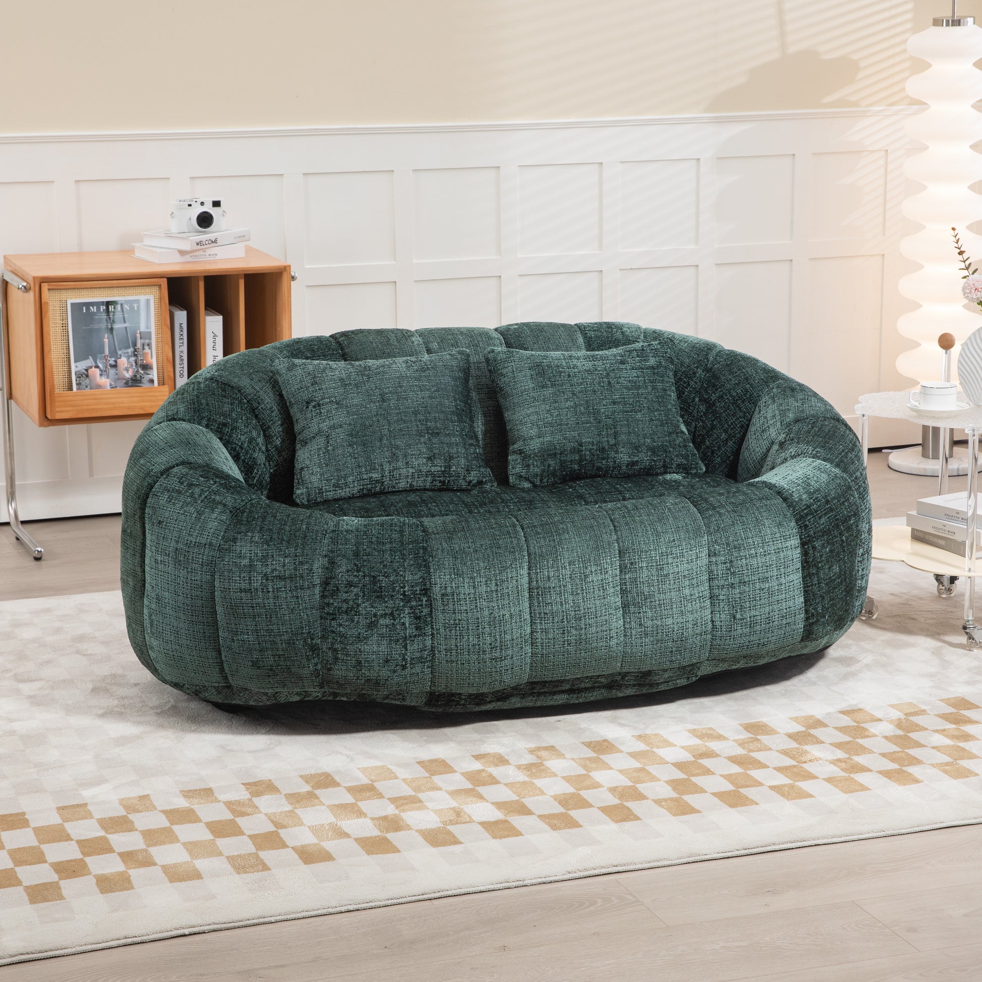 Coolmore Bean Bag Sofa Lazy Sofa Durable Comfort Lounger High Back Bean Bag Chair Couch For Adults And Kids, Indoor & Outdoor, Accent Floor Soft Lounge Chair Emerald Chenille Emerald Foam Chenille 2