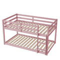 Twin Over Twin Floor Bunk Bed,Pink Twin Pink Pine