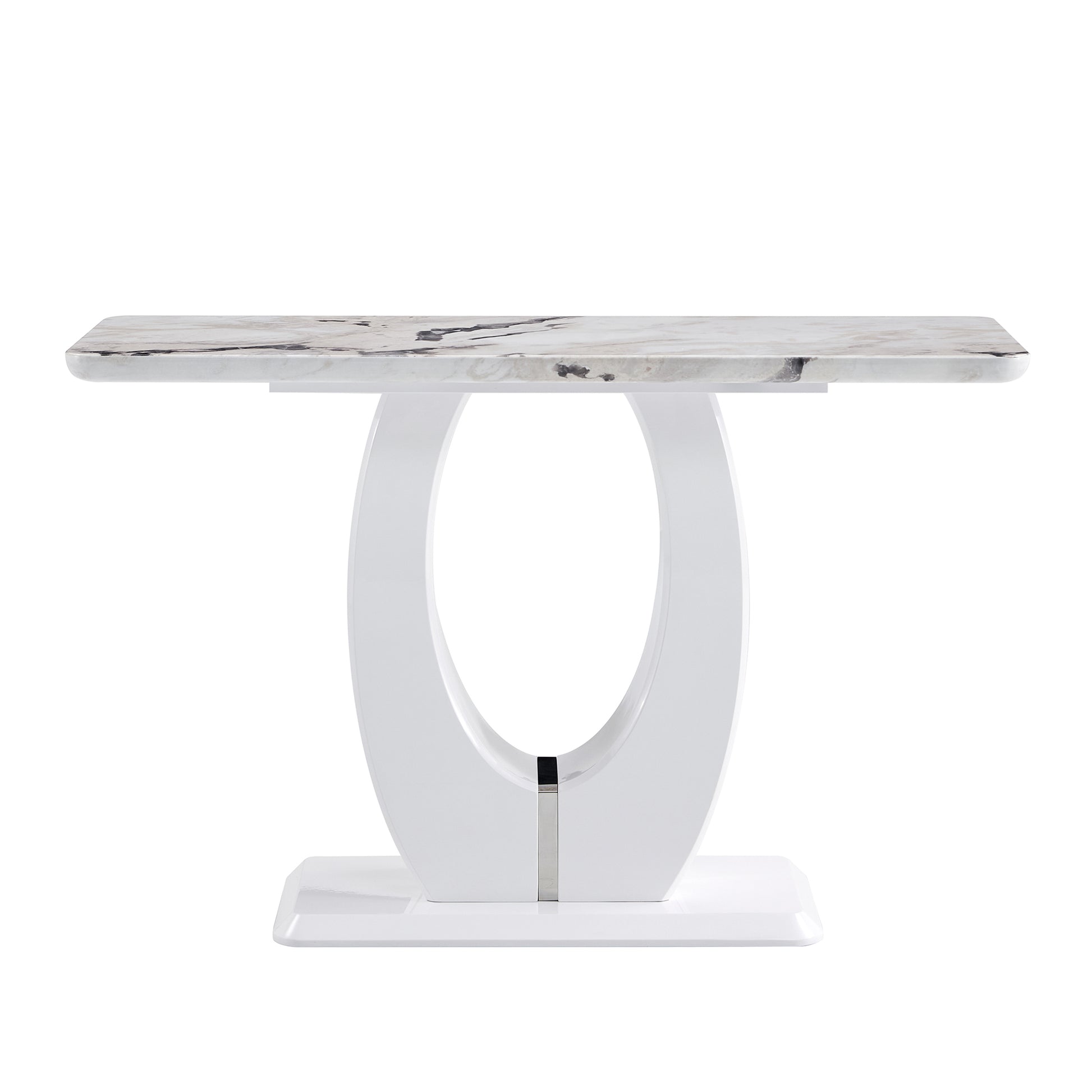 Modern Simple Glossy White Rectangular Counter Bar Table 47.24" X 18.11" X 29.52" For Living Room Bedroom Bedside Entrance House Balcony Office Bathroom. Bt 1280 White Mdf