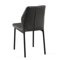 Dark Grey Pu Leather Dining Chairs Living Room Chair Modern Kitchen Armless Side Chair With Metal Legs Set Of 4 Metal Plaid Dark Gray Dining Room Powder Coated Foam Dry Clean Modern Dining Chairs Solid Back Foam Pu Leather