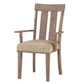 Beige And Maple Padded Arm Chair Set Of 2 Solid Beige Brown Dining Room Arm Chair Solid Back Set Of 2 Wood Fabric