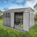 Metal Garden Sheds 10Ftx8Ft Outdoor Grey With Window Grey Metal