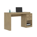 Techni Mobili Expandable Home Office Desk, Pine Light Brown Writting Desk Office Modern Rectangular Rectangular Mdf