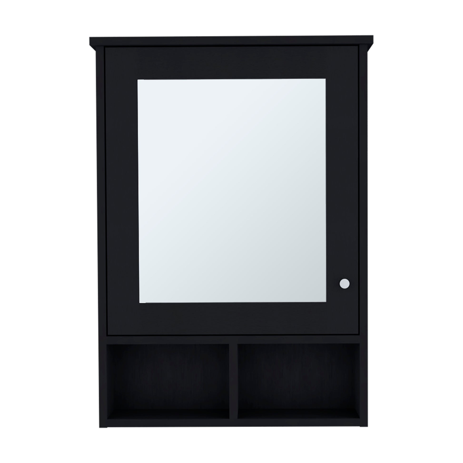 Vina Medicine Cabinet With Mirror Door 29" High Cabinet Organizer With Three Concealed Shelves And Two Open Shelves For Bathroom, Kitchen, Mudroom Black 1 5 Bathroom Wall Mounted Particle Board