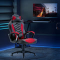 Homcom 6 Vibrating Point Massage Computer Gaming Chair 5 Modes, Racing Style Heated Desk Chair Swivel Rolling Chair With Headrest, Red Black Red Faux Leather