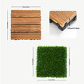 36Pcs Diy Wood Plastic Carbonized Floor, 8Pcs Simulated Lawn, Waterproof And Sunscreen Transform Your Outdoor Space Wood Wood Plastic