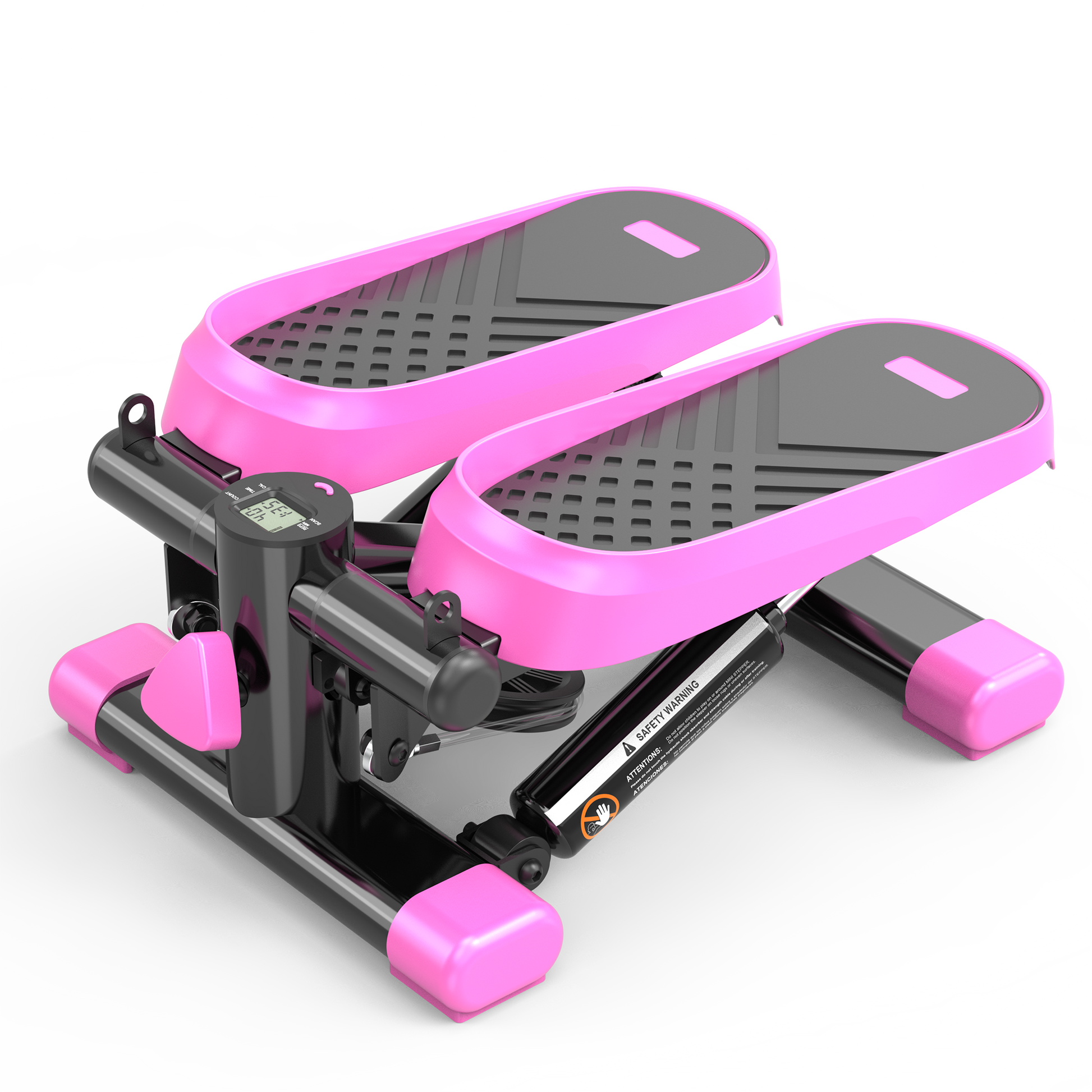 Home Office Exercise 330Lbs Capacity Mini Stepper With Resistance Bands And Lcd Monitor Pink Black Steel