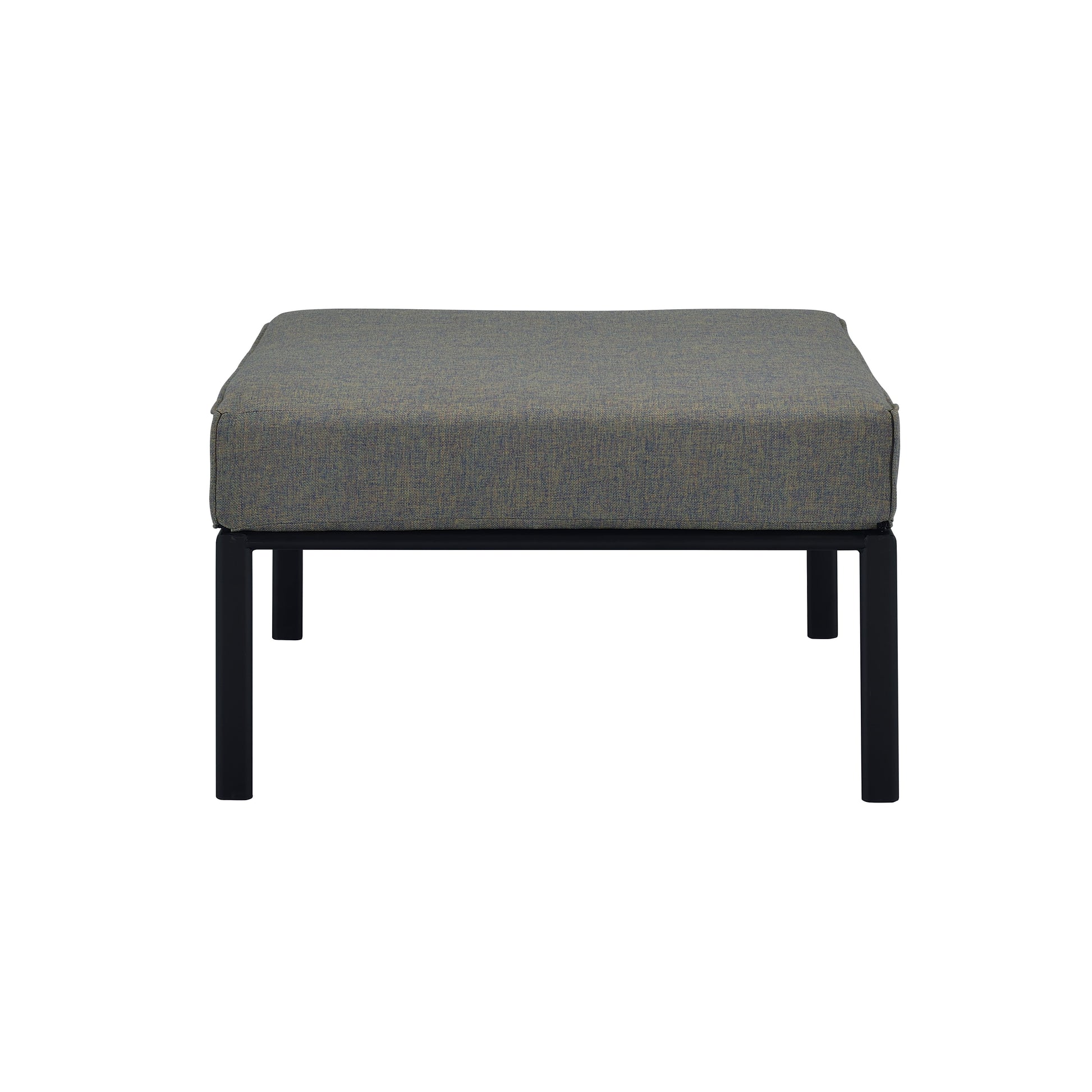 Grey And Black Patio Ottoman With Metal Tube Legs Yes Grey Black Garden & Outdoor Wood Fabric