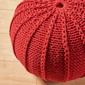 Knited Pouf Red Cotton
