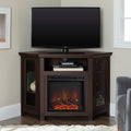 Classic Glass Door Fireplace Tv Stand For Tvs Up To 55