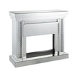 Wood And Mirror Electric Fireplace With Embedded Faux Crystals, Clear Clear Engineered Wood