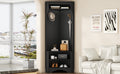 Minimalist Corner Hall Tree With Shoe Bench, Versatile Entryway Coat Rack With 4 Hooks, Corner Cabinet With Adjustable Shelf For Hallway, Living Room, Black, 29.5''W*71.6''H Black Particle Board