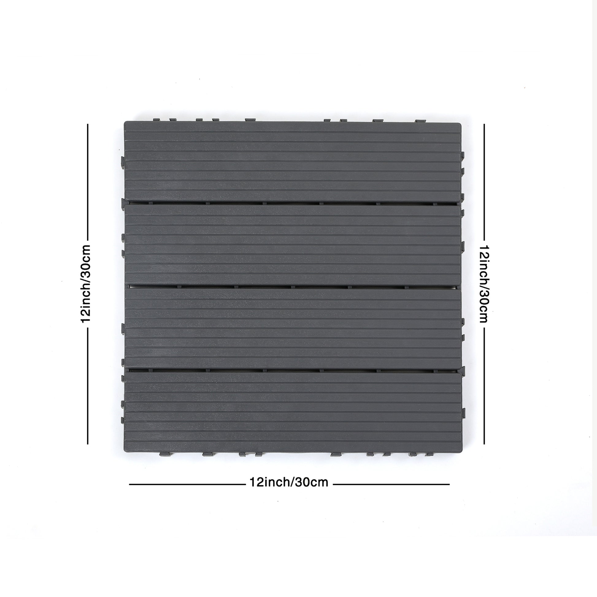 Plastic Interlocking Deck Tiles, 44 Pack Terrace Deck Tiles, 12 "X12" Square Waterproof Outdoor All Weather Use, Pool Balcony Backyard Terrace Deck Tiles,Grey Grey Polypropylene