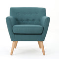 Club Chair, Mid Century Modern Fabric Club Chair, Dark Teal Natural Teal Fabric