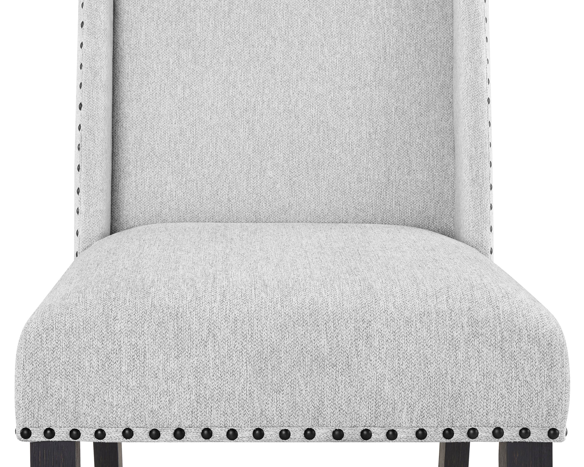 Modern Look 2Pc Light Gray Finish Side Chair Fabric Full Back Upholstered Seat Back Wing Black Finish Trim Accent Dining Room Wooden Furniture Gray Contemporary Side Chair Wood