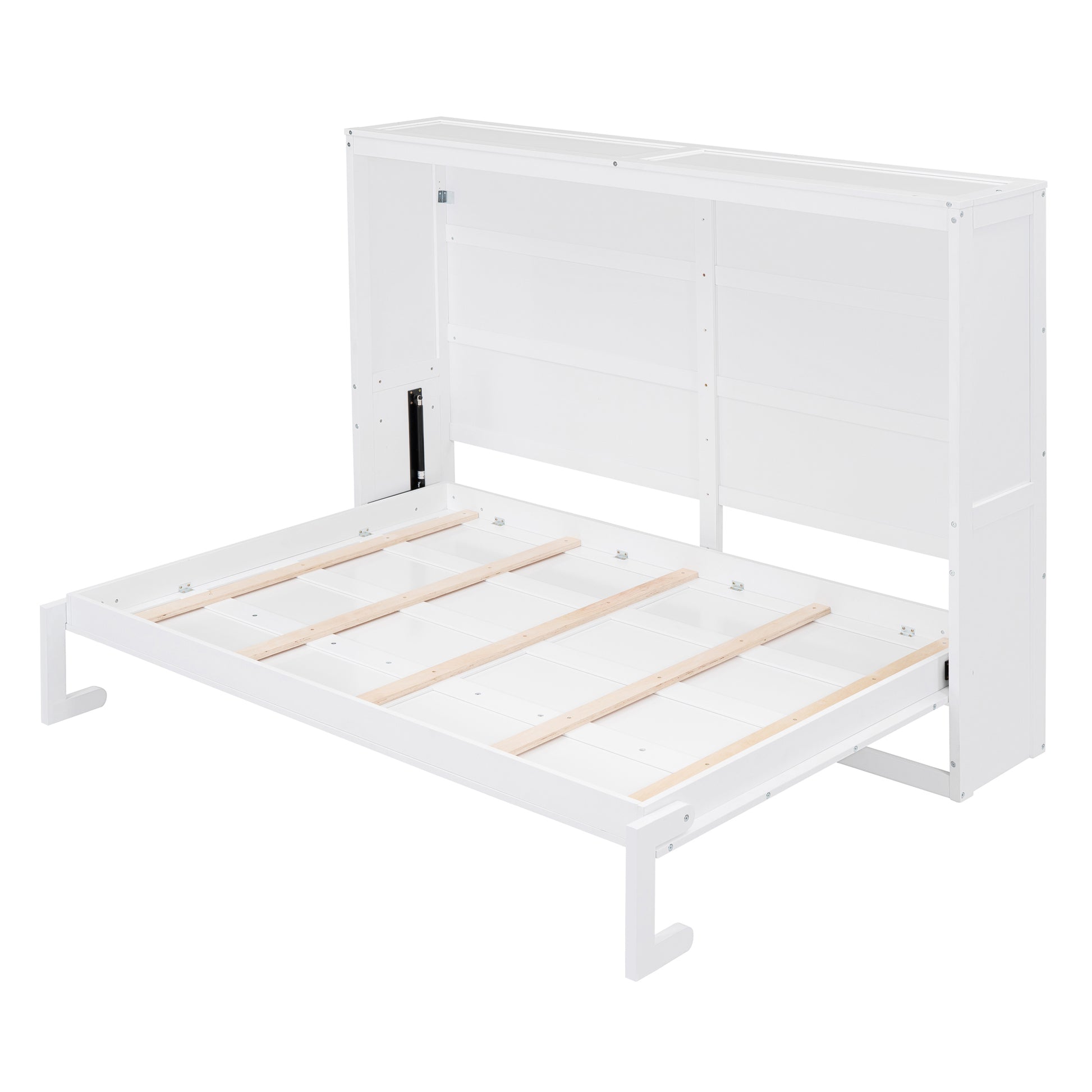 Queen Size Murphy Bed Wall Bed,White Queen White Plywood