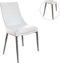 Contemporary Style Set Of 2Pcs Dining Chairs Whitesilver Finish Metal Legs Side Chair Dining Room Furniture White Dining Room Contemporary,Modern Dining Chairs Solid Back Set Of 2 Faux Leather,Metal