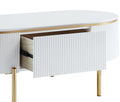 Daveigh Coffee Table, White High Gloss & Gold Finish Lv02464 White Gold Wood Metal