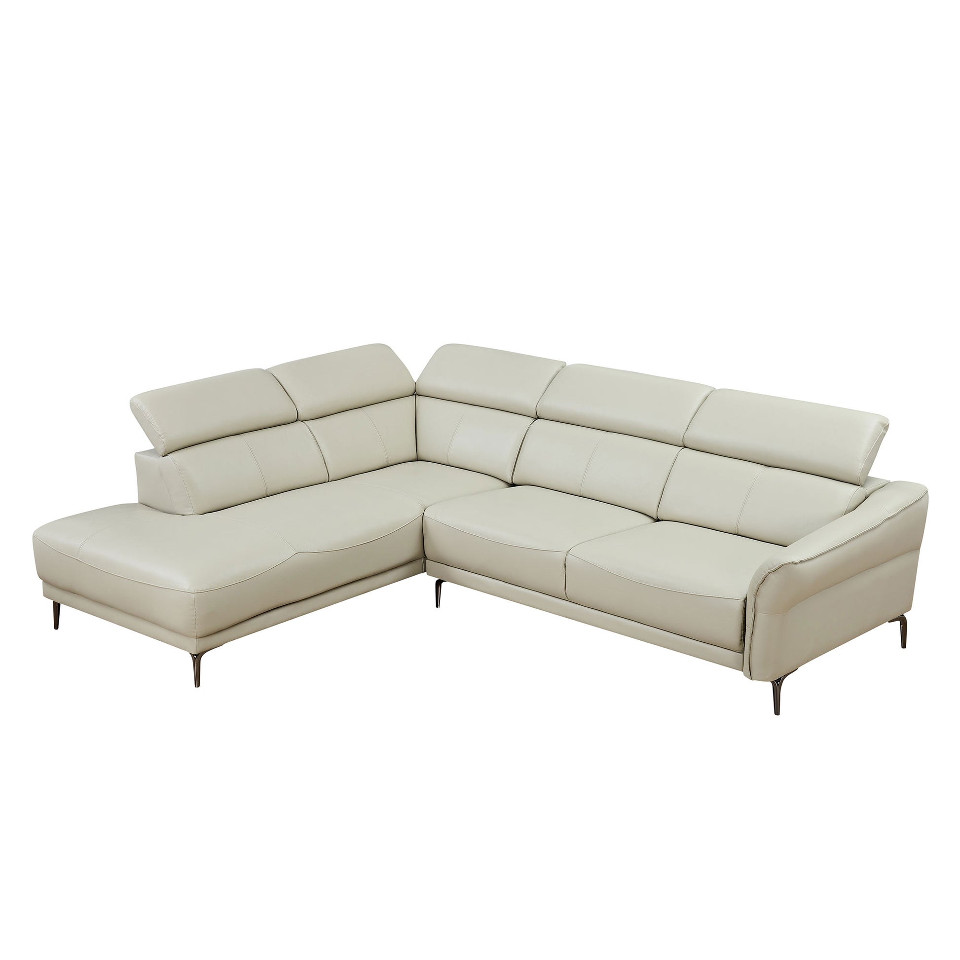 111.42Inch Modern Design L Shaped Deep Sectional Couch,Genuine Leather Sofa With Adjustable Headrests Couch,Minimalist Style Comfy Upholstery Corner Couch With Chaise For Living Room,Apartment,Office Grey Genuine Leather 5 Seat