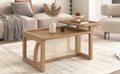 Modern 2 Piece Nesting Rattan Wood Mdf Coffee Table Set In Natural Natural Rubber Wood