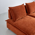 Mid Century Modern 3 Seater Sofa Couch For Living Room Modular Sectional Armless Sofa, Ultra Soft Chenille Fabric, Sturdy Frame, Comfortable And Stylish Furniture Orange Foam Chenille 3 Seat