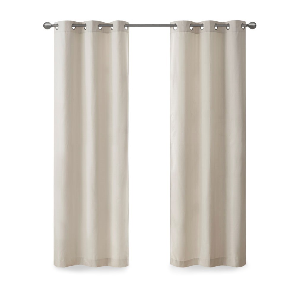 Basketweave Room Darkening Curtain Panel Pair 2 Pcs Window Panels Ivory Polyester