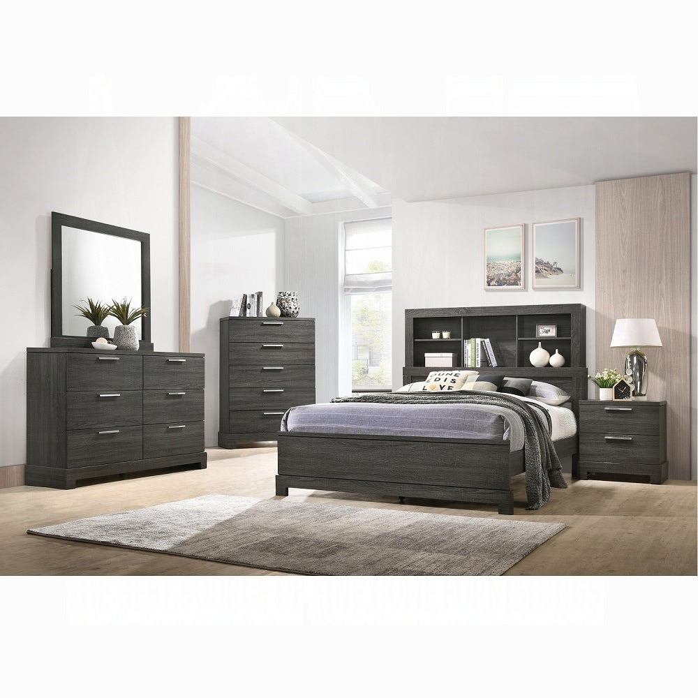 Grey Oak 2 Drawer Nightstand Oak 2 Drawers Bedroom Rectangle Modern Drawers Oak Solid Wood Mdf