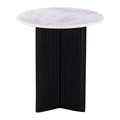 Luxurious Round Mable Topped Pedestal Side End Table, Living Room Accent Table, White Black Black White Primary Living Space Industrial Freestanding Mango Coffee & End Tables Round Marble,Solid Wood Pedestal