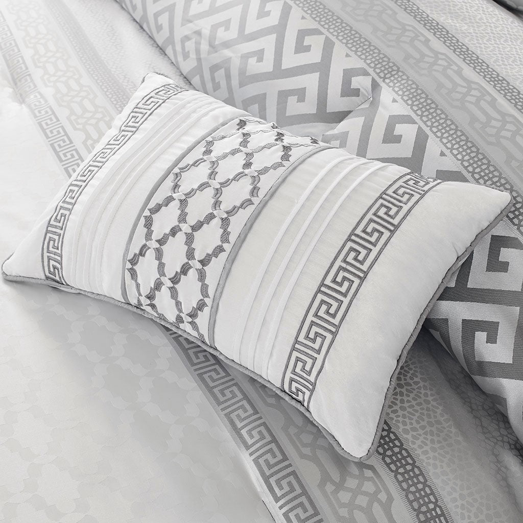 7 Piece Comforter Set Grey Queen Queen Grey Polyester