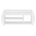 Retro Multifunctional Storage Bench With Cushion And Curved Side Panel For Entrance And Living Room Antique White Antique White Mdf