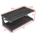 Unique Coffee Table, Solid Wood 48 Inch Modern Coffee Table Modern Center Table With Storage, Solid Wood Special Shape Coffee Table, Living Room, Kitchen, Apartment Dining Table Black Solid Wood Mdf