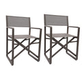 Metal Director Chair With X Shaped Braces, Set Of 2, Espresso Brown Brown Aluminium