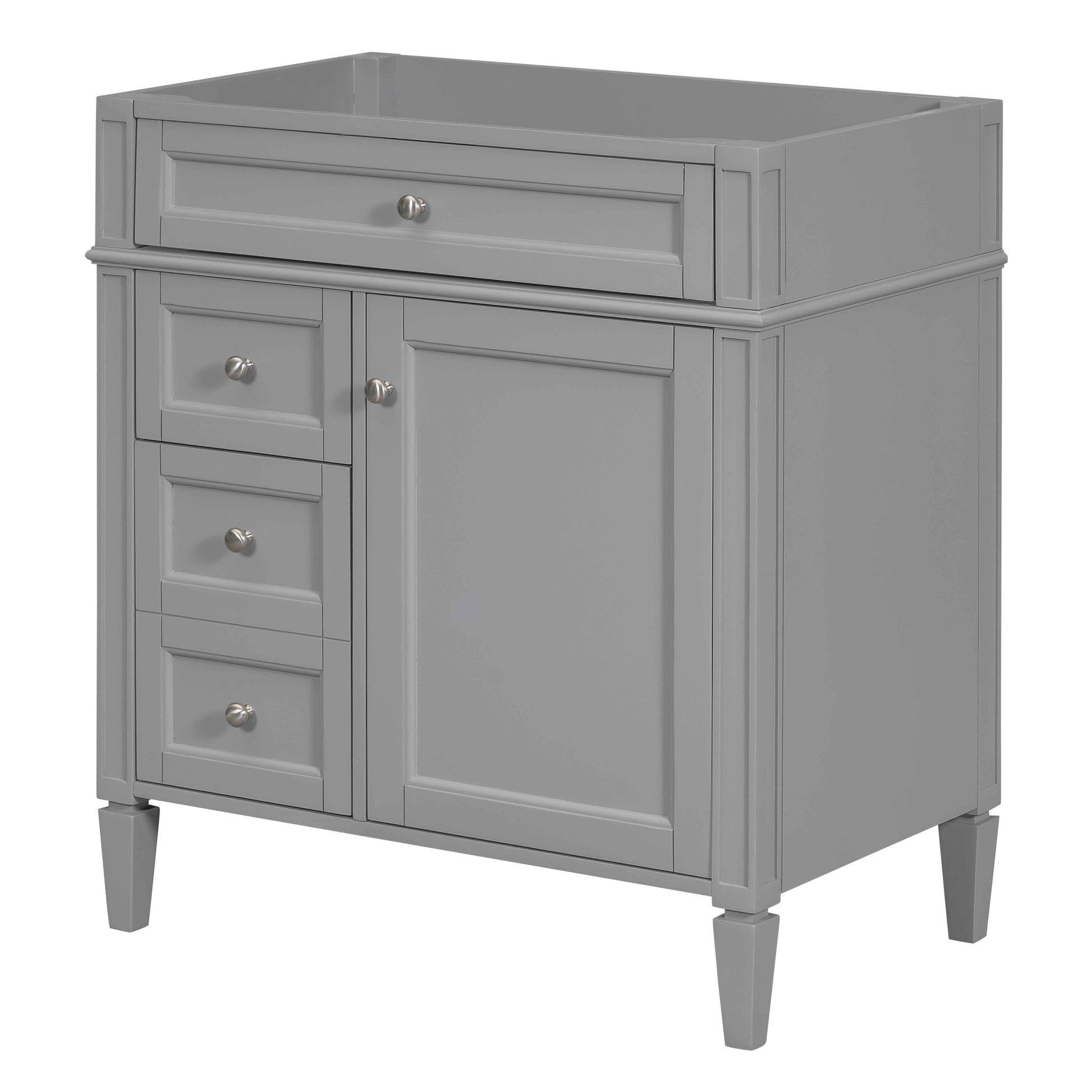30'' Bathroom Vanity With Top Sink, Modern Bathroom Storage Cabinet With 2 Drawers And A Tip Out Drawer, Single Sink Bathroom Vanity Grey Bathroom Mdf