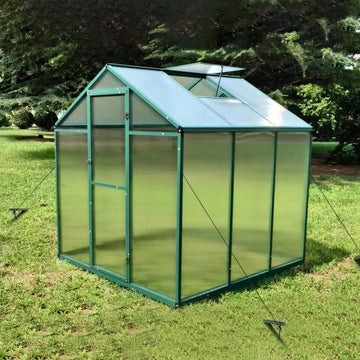 Newly Marketed Gain Height Windproofaluminum Greenhouse 6X6 Ft Polycarbonate Greenhouse Raised Base And Anchor Aluminum Heavy Duty Walk In Greenhouses For Outdoor Backyard In All Season Green Aluminium Alloy