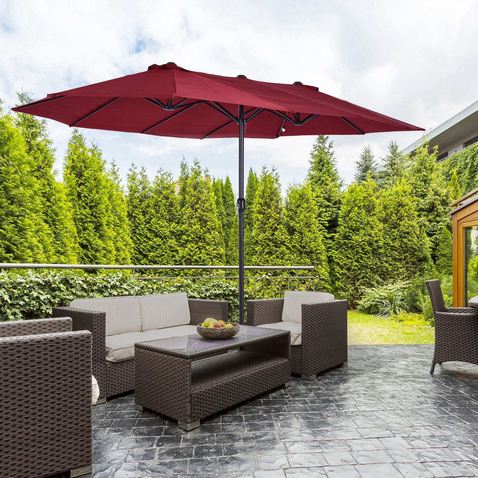 extra tall patio umbrella stand Alpha Joy 15ft Large Outdoor Double-Sided with So Its breathable for great airflow and also features water Gymax 60 l Patio Cantilever