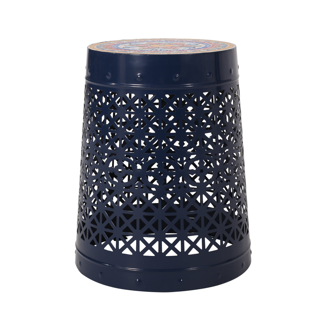 Cranbrook Side Table - Dark Blue Ceramic Tile