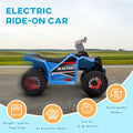 Aosom Kids Atv Quad Car, 6V Four Wheeler For Kids With Forward Backward Function, Wear Resistant Wheels For Toddlers Ages 18 36 Months, Blue Blue Plastic