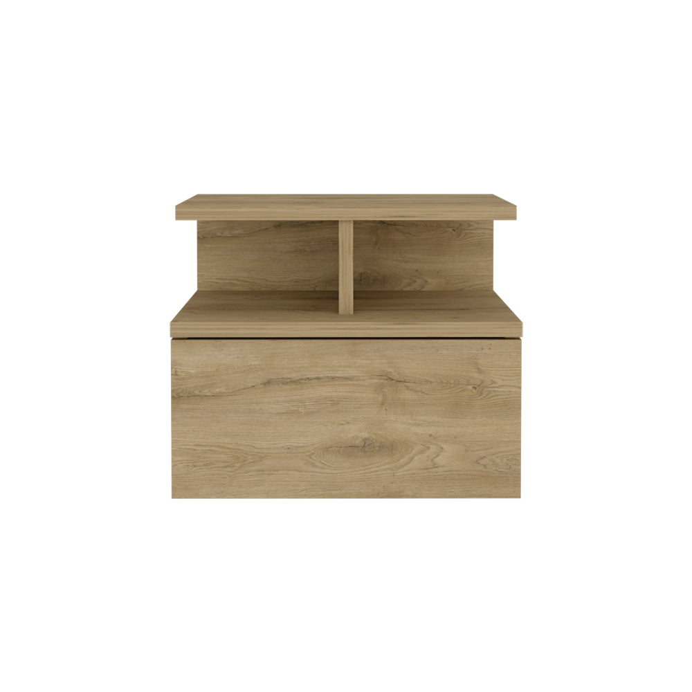 Adele Floating Nightstand With Drawer And Open Storage Shelves Beige 1 Drawer Bedroom Open Storage Modern Shelf Particle Board Engineered Wood