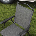 Outsunny Folding Patio Chairs, Set Of 4 Sports Chairs For Adults, Camping Chairs With Armrests,Mesh Fabric Seat For Lawn, Gray Gray Metal
