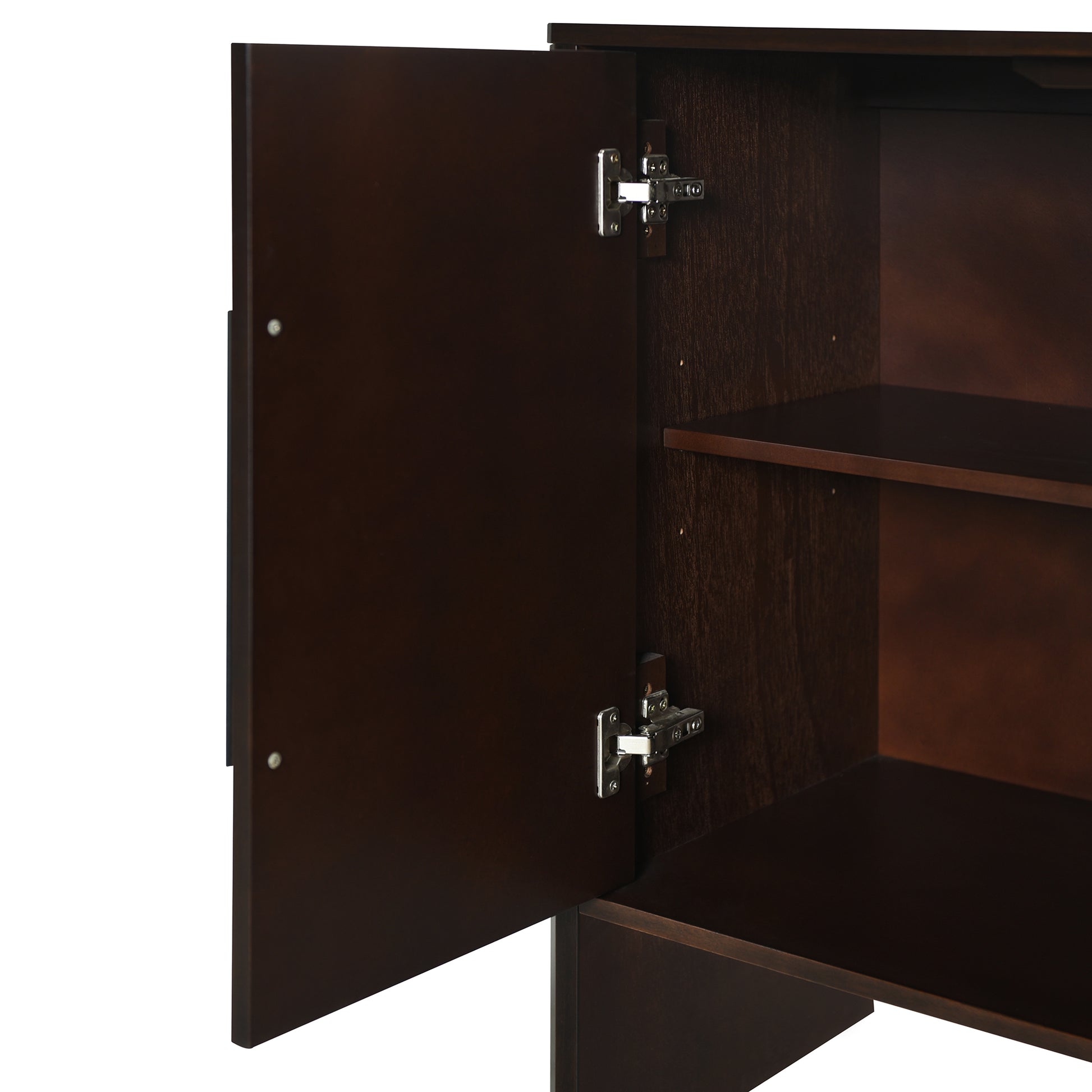 4 Door Large Storage Retro Sideboard With Adjustable Shelves And Long Handles For Kitchen, Dining Room And Living Room Espresso Espresso Mdf