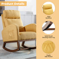 Coolmore Rocking Chair, Modern Glider Chair, Recliner Armchair With Wood Legs And Side Pocket, Nursery Rocking Accent Chair With High Back For Living Room Bedroom Yellow Linen Yellow Foam Linen