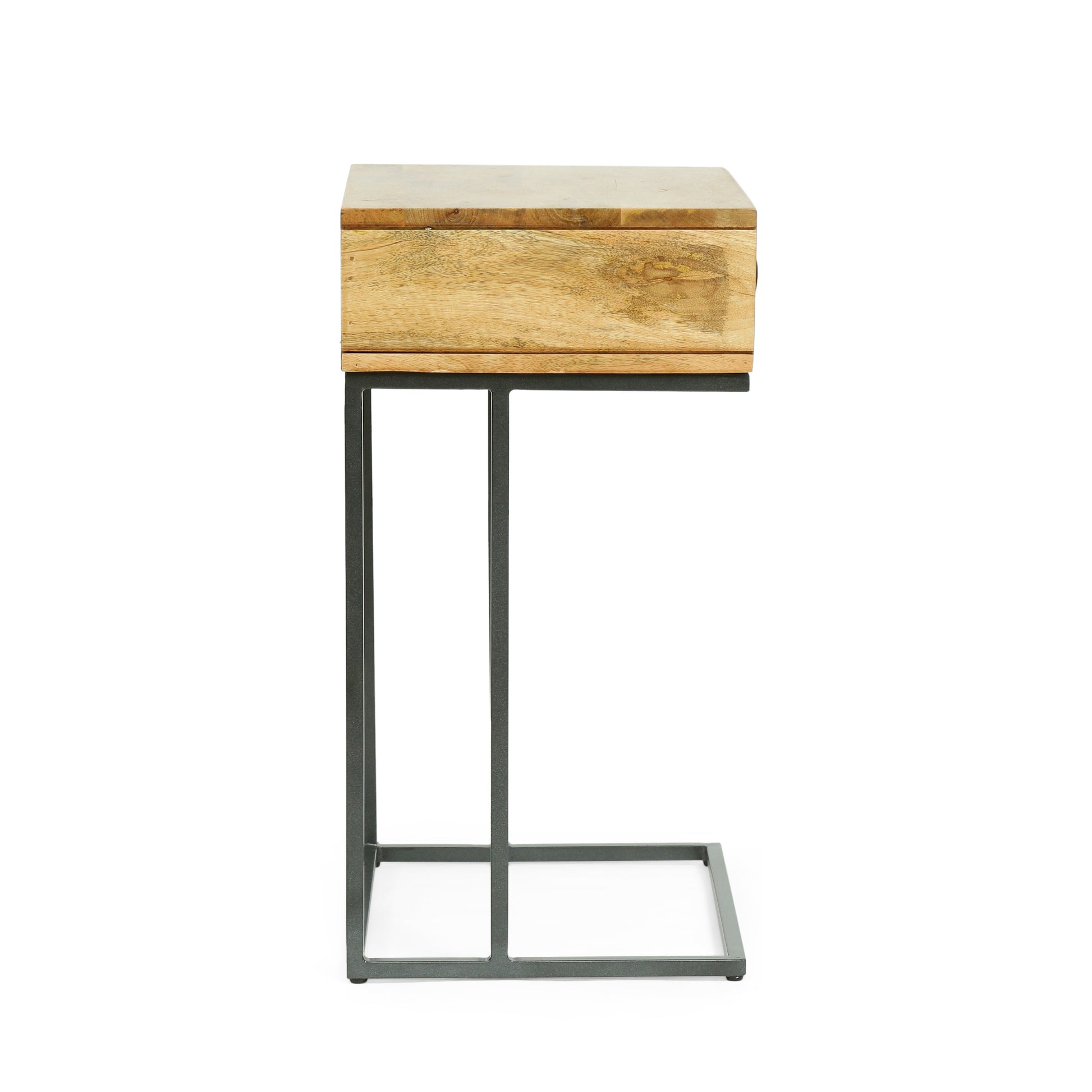 C Table Natural Grey Wood Metal