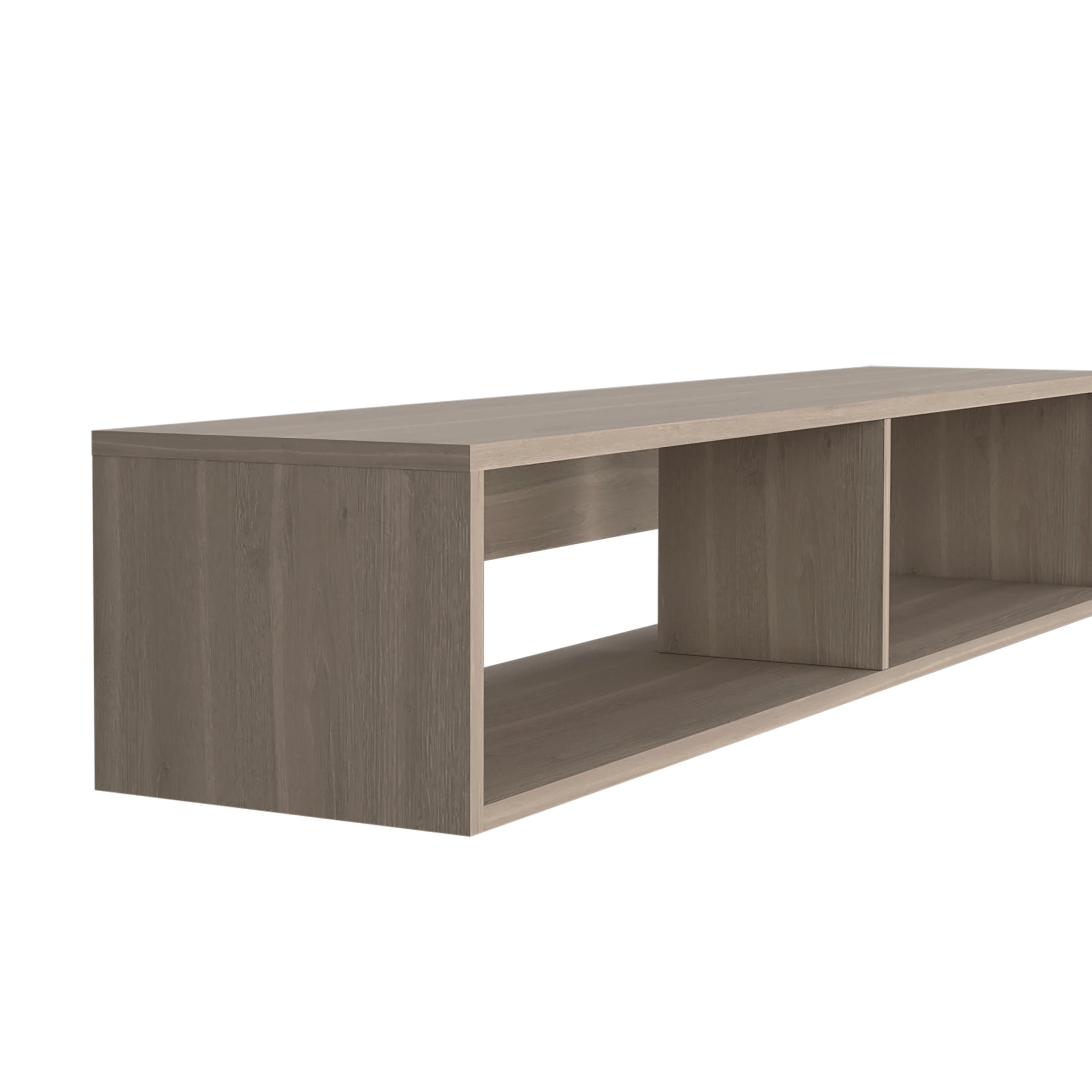 Warrior 59" Floating Tv Stand With Two Open Shelves, Media Compartments And Cable Management Light Gray Primary Living Space 50 Inches 50 59 Inches Modern Particle Board