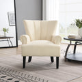 Modern Accent Living Room Chairs,Polyester Armchair Club Chair With Channel Back, Accent Chair For Living Room, Bedroom Reading Room, Soft Fabric, Wooden Leg, Beige Beige Primary Living Space Foam Plywood