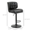 Homcom Bar Height Bar Stools Set Of 2 With Adjustable Seat, Thick Padded Cushion And Metal Footrest For Home Bar, Black Black Metal