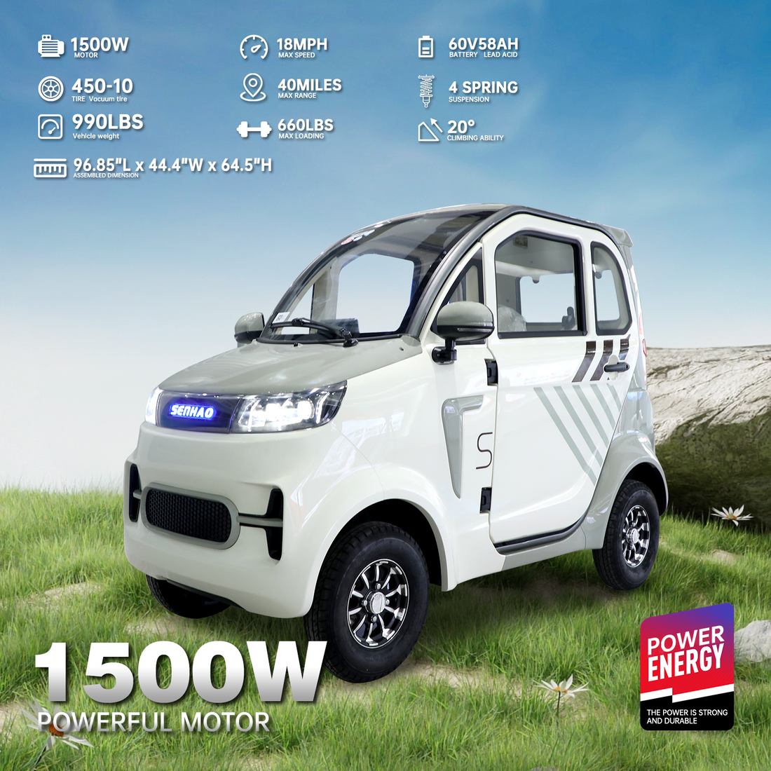 All Weather Protection: Fully Enclosed Design For Safer Travels White Silver Abs Pc