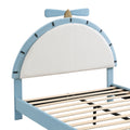 Full Size Upholstered Platform Bed With Alarm Clock Shaped Headboard, Blue Box Spring Not Required Full Blue Wood Bedroom Bed Frame Velvet Upholstered
